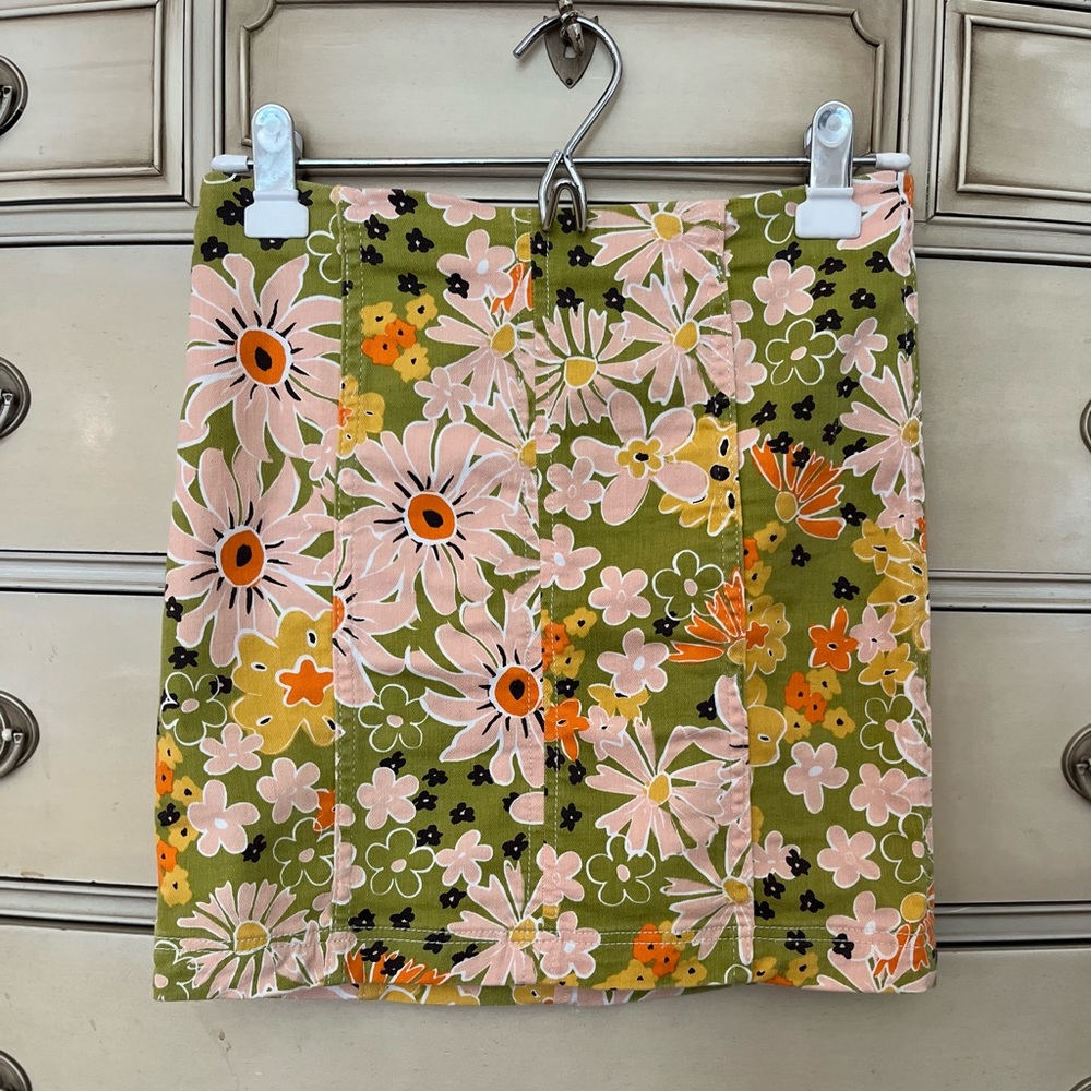 Free people floral mini skirt